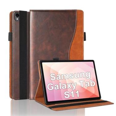Imagem de TIPOYOROO Capa para Samsung Galaxy Tab S11 2025 de 11 polegadas (SM-X736B/SM-X730), capa flip de couro PU executiva com compartimento para cartões, suporte multiangular, marrom