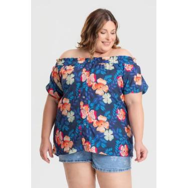 Imagem de Blusa Ciganinha Ombro a Ombro Sublimada Detalhe Botão Frente - Serena,