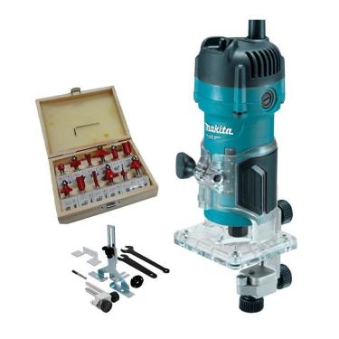 Imagem de Tupia Makita 530W Mt M3700B 220V + Jogo Fresas Madeira 6Mm
