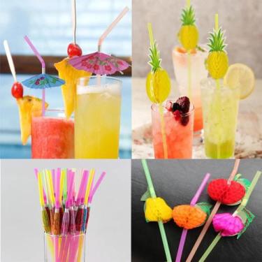 Imagem de 120x Canudo Frutas E Guarda-chuva Enfeite Para Drinks Festa - FULL HOU