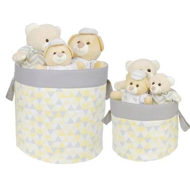 Imagem de Kit Cesto Organizador De Brinquedos 2 Peças Amarelo