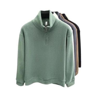 Imagem de Moletom Masculino De Veludo Com Zíper, Gola Alta, Manga Longa, Cor Sól