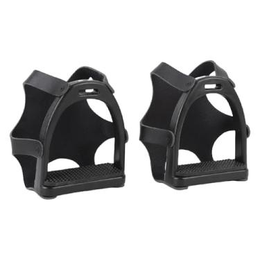 Imagem de Asixxsix Estribos para Montaria a Cavalo, Embalagem de 2, Design Reforçado, Flexíveis, com Rede de Segurança,Material em Resina,Almofada de Borracha para os Pés,Mangueira para Sela