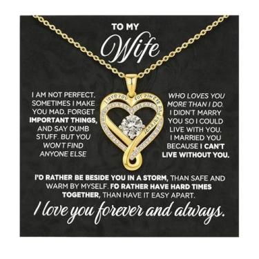 Imagem de Zurlcdye Colar To My Wife Presentes para Esposa do Marido Coração Amor Delicado Pingente Declaração Dia dos Namorados Joias Acessórios Presentes, Zinco, Sem Pedra Preciosa