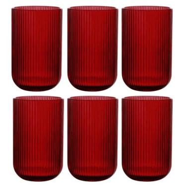 Imagem de Jogo C/ 6 Copos de Vidro Versalhes Rubi 460ml Luxo Bebidas Água Suco -