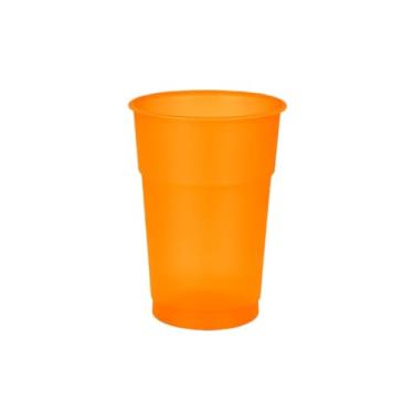 Imagem de 100 Copos Neon 300ml – Brilha na Luz Negra | Festas e Eventos- Brilha na Luz Negra para Festas, Baladas, Eventos Temáticos e Decoração(100 Laranja)