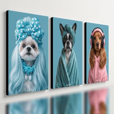 Imagem de Kit 3 Quadro Decorativo Cachorro Fashion Loja Casa Shopping Qualidade Premium Moderno (40x28cm)