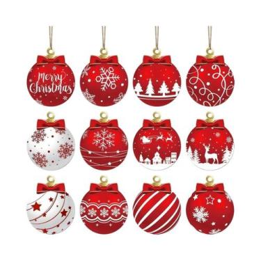 Imagem de Conjunto De 24 Bolas De Natal De Madeira Para Decoração De Festas E Ja