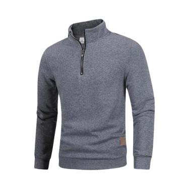 Imagem de Suéter Casual Masculino Slim Fit Leve Com Zíper De 1/4, Manga Longa E 