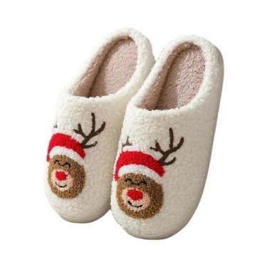 Imagem de Pantufas De Natal Quentes De Inverno Para Mulheres, Com Sola Macia, Es