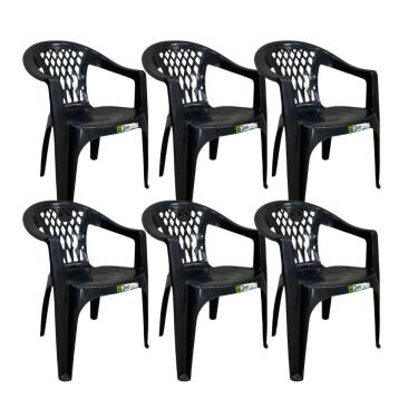 Imagem de Kit 6 Cadeiras de Plastico com Braco Duo Bella Duoplastic Empilhaveis
