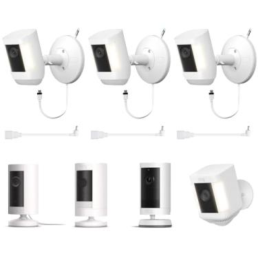 Imagem de Kit com fio para câmeras Ring Cams (câmera externa Plus, câmera adesiva, câmera Spotlight Pro/Plus), design IP67 à prova d'água para uso externo ou interno, branco - pacote com 3