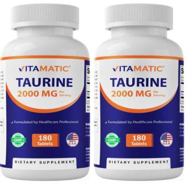 Imagem de Suplemento de Taurina Vitamatic 2000mg 180 Comprimidos Vegetarianos x2