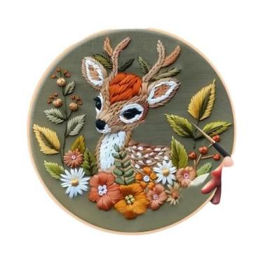 Imagem de Kit De Bordado De Guirlanda Floral Com Pássaros E Animais Em Cores Mis