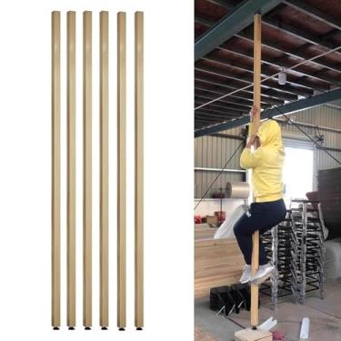 Imagem de Divisória de sala de ripas de madeira, coluna de suporte de divisória do chão ao teto, barreira de privacidade sem perfuração para sala de jantar/escada/escritório, 80-235 cm de altura, pacote com 6