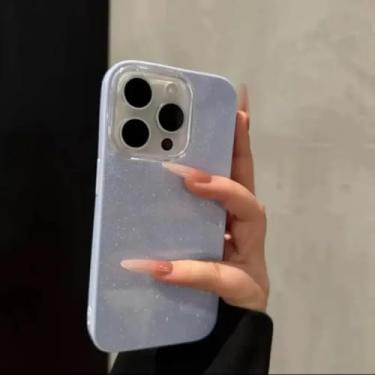 Imagem de Capa protetora de silicone de luxo à prova de choque para iPhone 11, 12, 13, 14, 15, 16e, 16 Pro Max Plus (para iPhone 12 Pro Max/Azul)