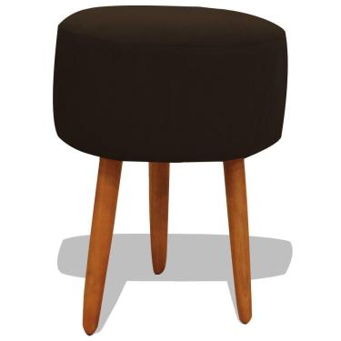 Imagem de Puff Banqueta Decorativo Redondo Para Sala Pé Palito 50 Cm Altura Marrom Eli Móveis
