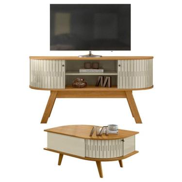 Imagem de Rack Bancada Atlanta Com Mesa De Centro Indianápolis Cumaru Opala - Madetec