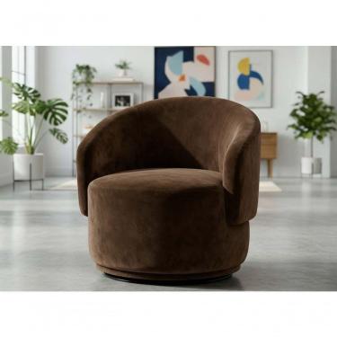 Imagem de Poltrona Decorativa Giratória Sala De Estar Recepção Jasmine Suede Marrom