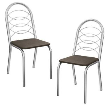 Imagem de Kit 2 Cadeiras Cromada Sala Jantar 2C009CR Kappesberg Marrom