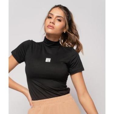 Imagem de Blusa Salvatore Fashion Sport Gola Alta Manga Curta Malha Feminina-Feminino