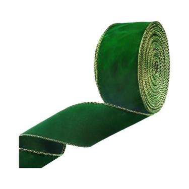 Imagem de Fita De Veludo Vermelho Com Borda Aramada 2.5 Polegadas X 10 Jardas Pa