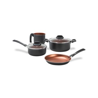 Imagem de Jogo de Panelas 4 Peças Brinox Topázio Antiaderente Pro-Flon Cinza Range