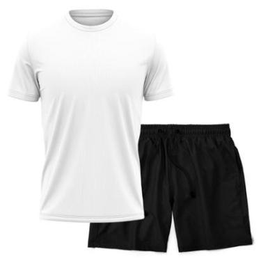 Imagem de Kit Short Praia Academia Passeio Treino Preto + Camiseta Manga Curta Masculina-Masculino