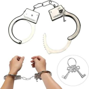 Imagem de Algema Metal Carnaval Fantasia Policial Profissional Aço Corrente Cor 