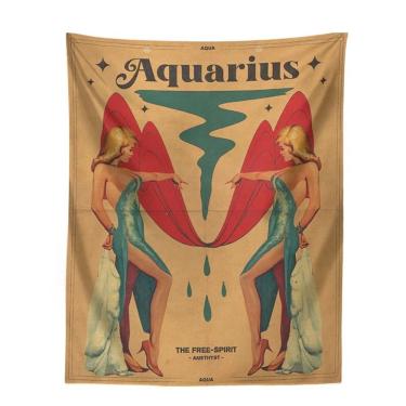 Imagem de Tapeçaria Vintage Aquarius Zodiac Wall Tapeçaria 100x150cm