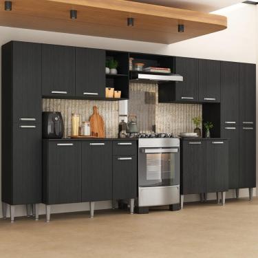 Imagem de Armário Cozinha Modulada Completa 329,5cm Pequim Top Multimóveis Mp3767 Preto