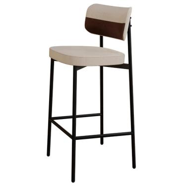 Imagem de Banqueta Alta Bar Estofada Ella M25 Linho Areia-marrom - Mpozenato