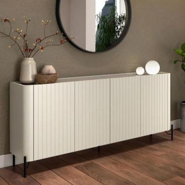 Imagem de Balcão Buffet p/ Sala Porta Brise 180cm Pés Metal 100% MDF - Casa Lar 