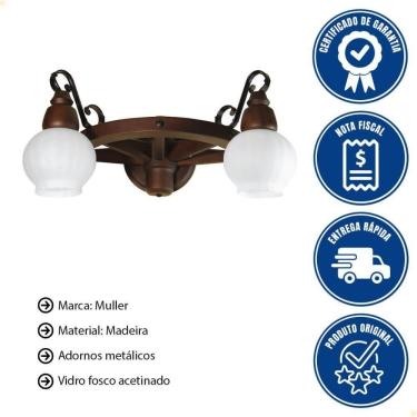 Imagem de Arandela Muller Roda Carroça 2 Lâmpadas Envelhecido 602e