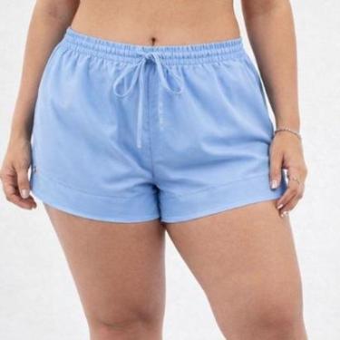 Imagem de Short Tactel Feminino Plus Size Cós Elástico com Cordão Leve Confortável-Feminino