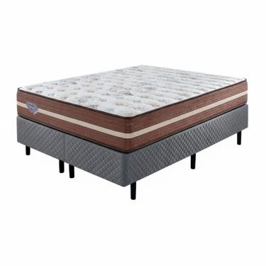 Imagem de Conjunto Box Casal Ecoflex King Size 68x193x203cm Marrom/cinza