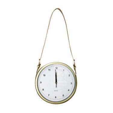 Imagem de Relogio de parede decorativo com alça 30cm - Golden Rio, DOURADO