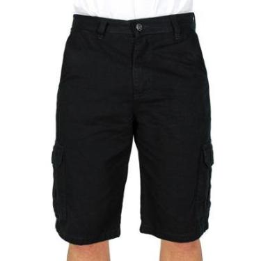 Imagem de Bermuda De Sarja R7Jeans Masculina Modelo Cargo 100% Algodão Preta-Masculino