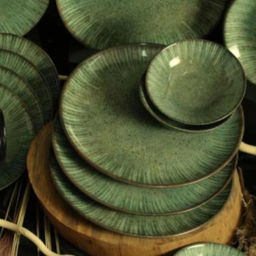 Imagem de Jogo de Pratos Rasos Cerâmica de Jantar Tunisia Verde 29cm Alleanza - 