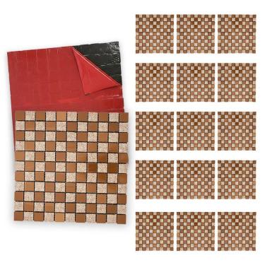 Imagem de Pastilha De Vidro Autocolante Kit 15 Uni Parede Lavabo Box Banheiro Sala Decorativa Facil Aplicacao Requintada Moderna