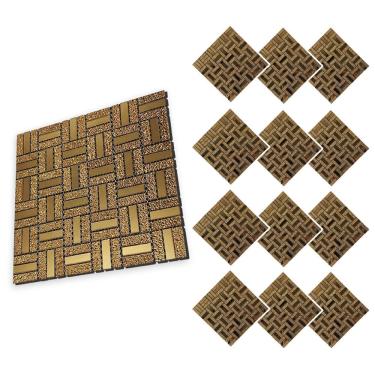 Imagem de Pastilha De Vidro Kit 12 Uni Adesivo Parede Cozinha Banheiro Sala Decorativa Aplicacao Facil Moderna Reforma Requintado