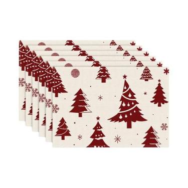 Imagem de Sousplat De Natal 12x18 Polegadas Com Estampa De Floco De Neve E Rena,