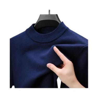 Imagem de Suéter Masculino Casual De Malha Gola Alta Sólida Para Outono Inverno 