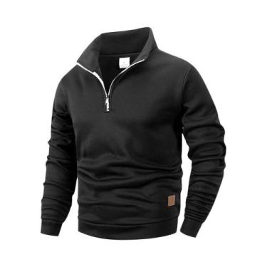 Imagem de Suéter Casual Masculino De Manga Longa Com Zíper Frontal Para Primaver