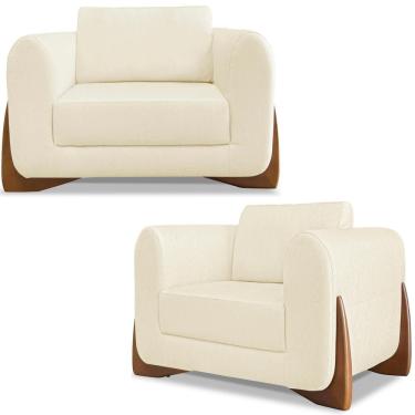 Imagem de Kit 2 Poltronas Jolie Linho Perola Fibra Siliconada Perola Milani Movelaria