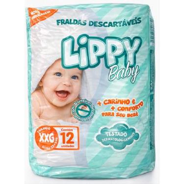 Imagem de Fralda infantil pacote com 12 tiras lippy baby - xxg