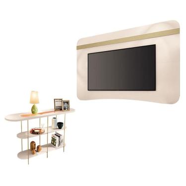 Imagem de Painel Suspenso Armony Off White Champanhe com Aparador Infinity Off White - HB Móveis