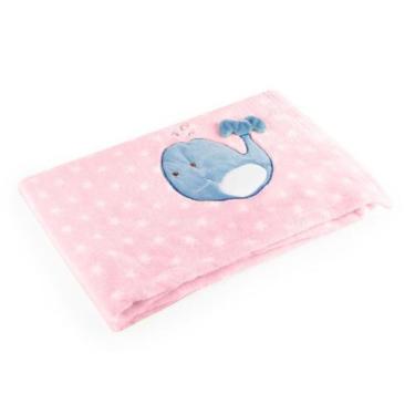 Imagem de Manta Pink Baleia Antialérgica Infantil Cobertor de Bebê Animais Menin