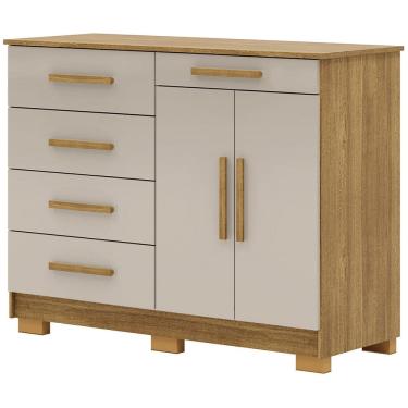 Imagem de Cômoda Sapateira Para Quarto 2 Portas 5 Gavetas Biana V01 Nature Fend - Lyam Decor