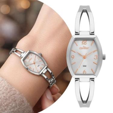 Imagem de Relógio Analógico Feminino Prata com Caixa e Pulseira de Aço Inoxidáve